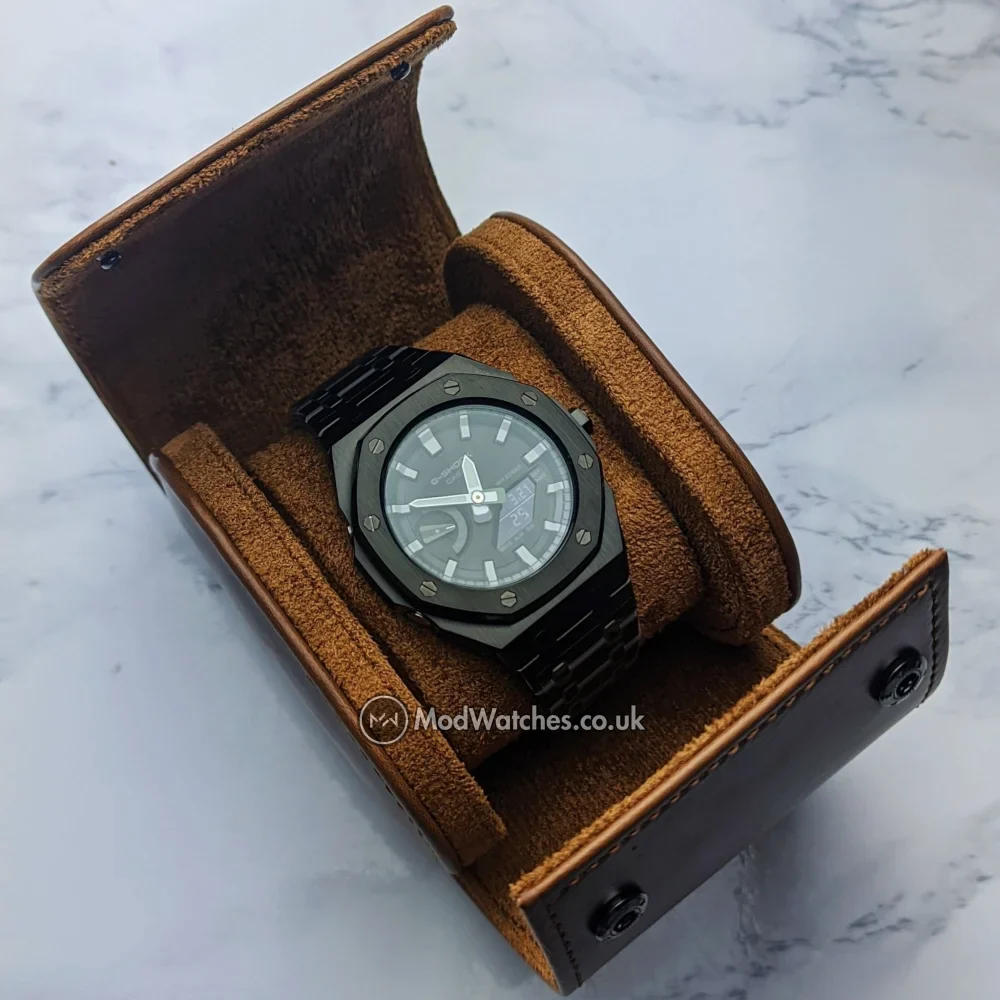 Leather Watch Roll Brown Leather - Image 3
