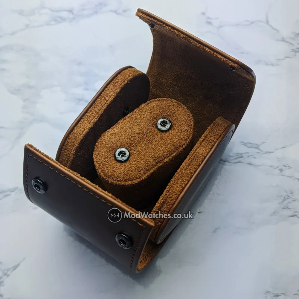 Leather Watch Roll Brown Leather - Image 4