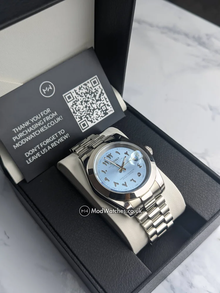 Tiffany Blue Arabic Dial Datejust Non Fluted Bezel NH35 Build - Image 3